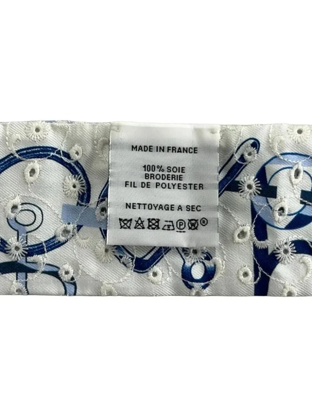 HERMES Twilly Light Blue Blue White Silk Scarf